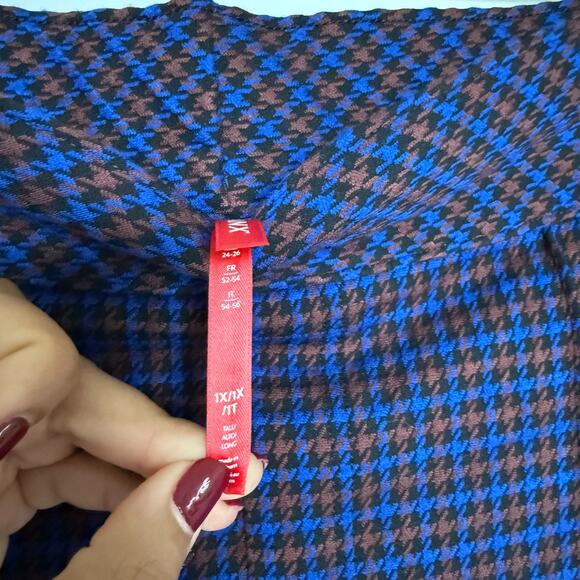 SPANX Womens Flare Houndstooth Jacquard Pants 1X Tall Blue Perfect Fit Citycore - Picture 5 of 9